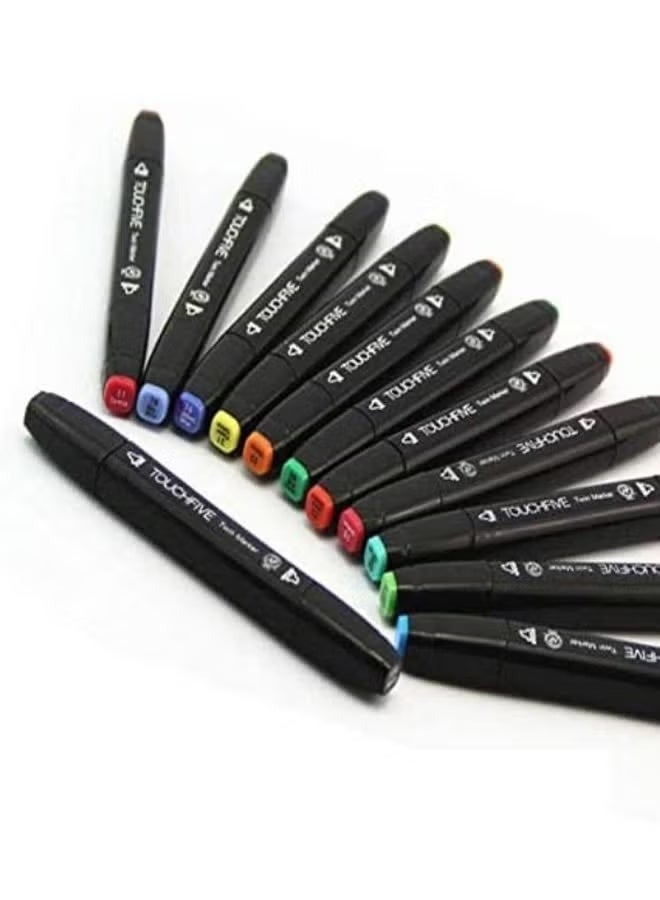 TOUCHFIVE Professional Alcohol-Based Art Markers Set, Double-Ended Fine & Broad Tips, Multicolored - Image 2