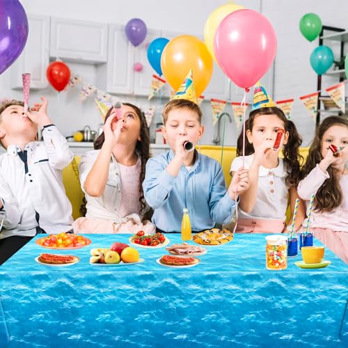 Oigco 3 Pieces Ocean Waves Tablecloth 54 x 108 Inch Water Print Plastic Table Cover Ocean Party Table Cloths for Beach Pool Birthday Under The Sea Party Decorations Supplies - Image 5