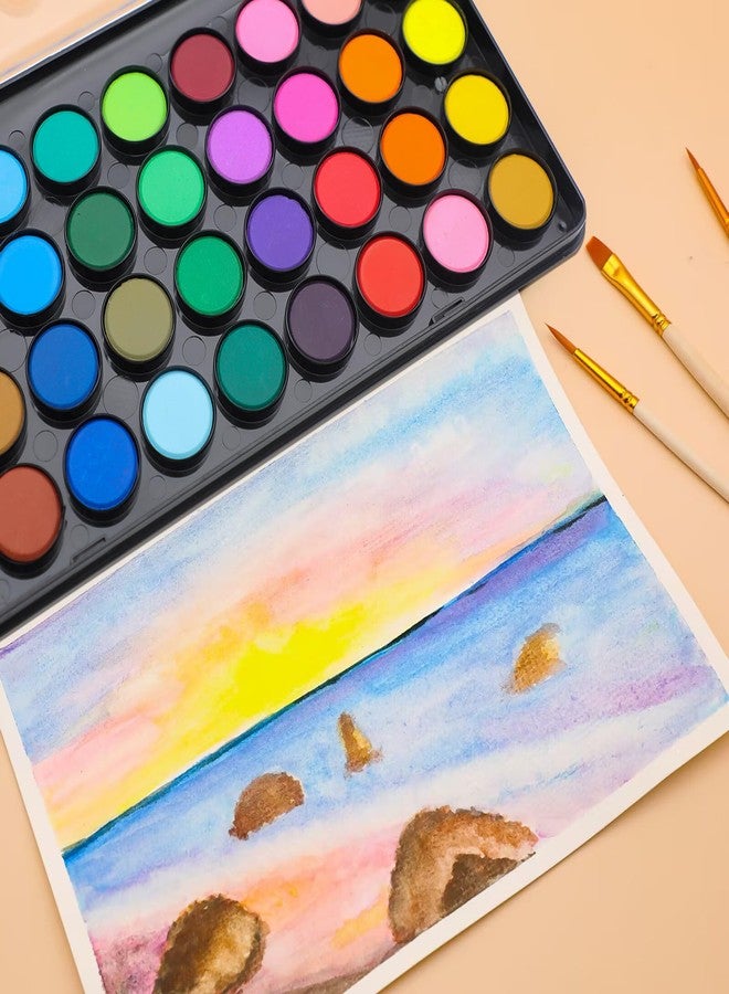 Artecho Watercolor Paint Set, 36 Pretty Color Cakes with 1 Water Brush Pen and 1 Classic Brush - Image 5