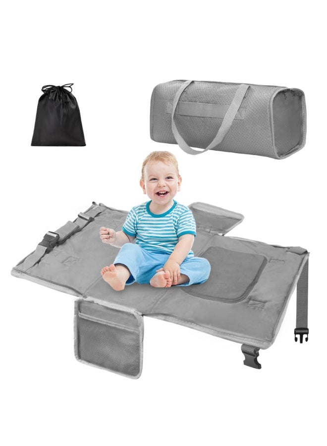 XiuWoo Toddler Airplane Bed Travel Bag 2 in 1, Portable Kids Plane Seat Extender, Baby Flight Essentials Footrest Flyaway Must Have for Infant, Carry On Duffel Bags for Women Gym Hospital Weekender - Image 1