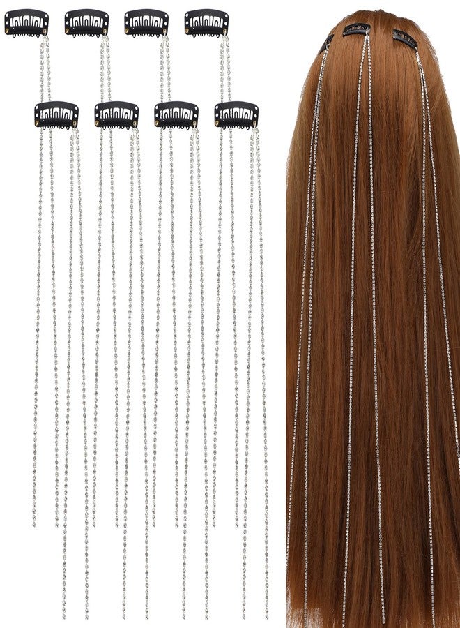 WJIAAA 8Pcs Rhinestone Hair Chain for Braids, Hair Jewelry Accessories - Image 1