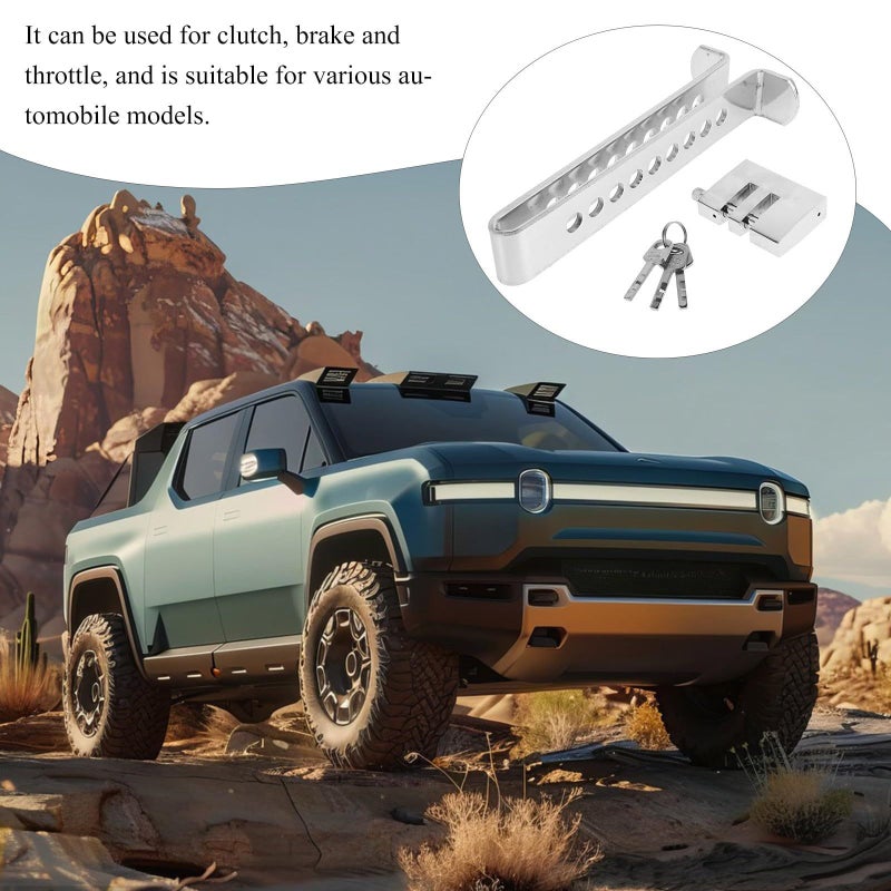 Steering Wheel Lock With U-Shaped Brake Pedal Secured Stainless Steel Anti Theft Device - Image 5