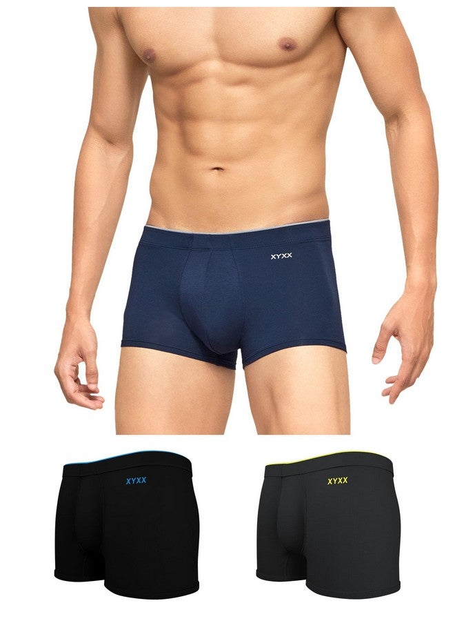 XYXX Men's Modal Trunks (Pack of 3) (XYTRNK3PCKN516L_Black+Dress Blue+Coral Grey_L) - Image 1