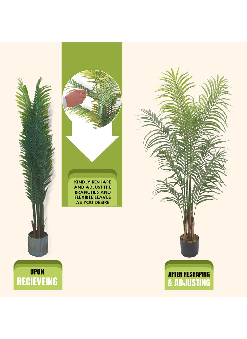 ESSENTIALS 360 Artificial Plant Areca Palm Tree 150cm High, Artificial Plants Fake Plant with Pot, Outdoor & Indoor Artificial Tree for Home Decor, Lifelike Texture Faux trees, Decorative Faux Plants  - Image 3