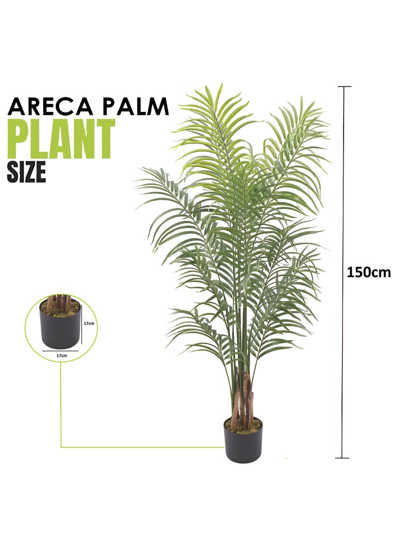 ESSENTIALS 360 Artificial Plant Areca Palm Tree 150cm High, Artificial Plants Fake Plant with Pot, Outdoor & Indoor Artificial Tree for Home Decor, Lifelike Texture Faux trees, Decorative Faux Plants  - Image 2
