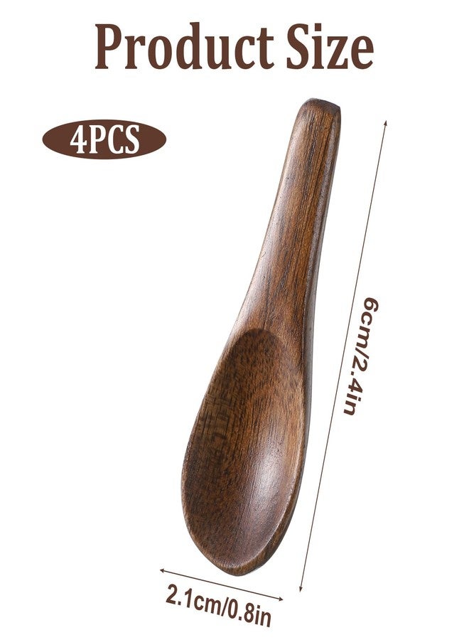 Macuezu 4 Pcs Mini Wooden Spoons, Tiny Wooden Spoons for Cooking, 2.4 Inch Small Spoon for Salt, Tiny Spoon for Spices, Mini Wood Teaspoons for Spices Jars, Honey Kitchen Cooking - Image 3