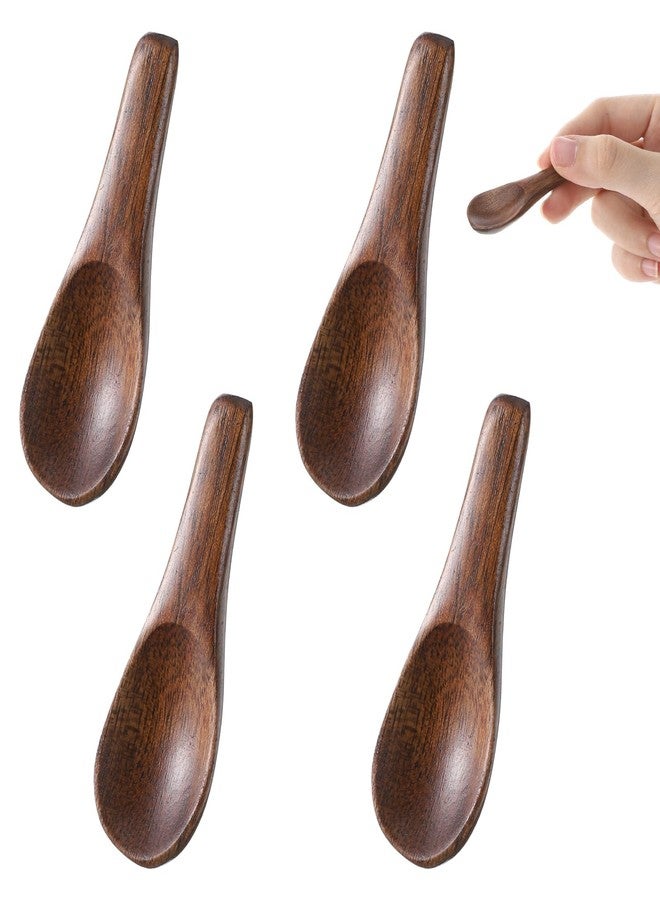 Macuezu 4 Pcs Mini Wooden Spoons, Tiny Wooden Spoons for Cooking, 2.4 Inch Small Spoon for Salt, Tiny Spoon for Spices, Mini Wood Teaspoons for Spices Jars, Honey Kitchen Cooking - Image 1