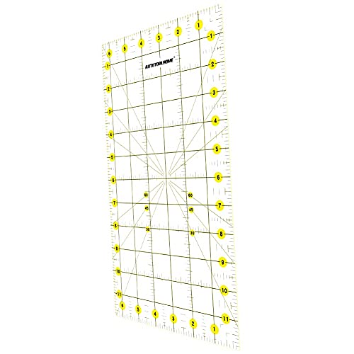 AUTOTOOLHOME Quilting Ruler Acrylic Quilters' Ruler for Easy Precision Cutting Fabric Paper, 6.5" x 12" for Quilting, Sewing & Crafts Template - Image 2