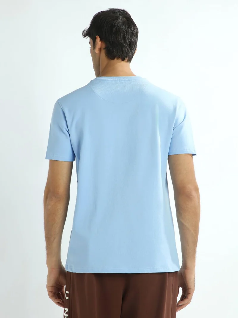 NOBERO  Men's Solid Blue Regular Fit T-Shirt for Men | Best Price UAE
