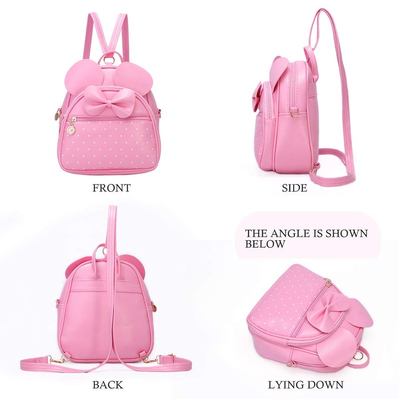 KL928 Girls Bowknot Polka Dot Cute Mini Backpack Small Daypacks Convertible Shoulder Bag Purse for Women - Image 5