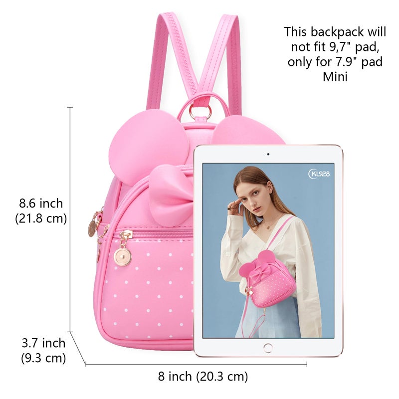 KL928 Girls Bowknot Polka Dot Cute Mini Backpack Small Daypacks Convertible Shoulder Bag Purse for Women - Image 2