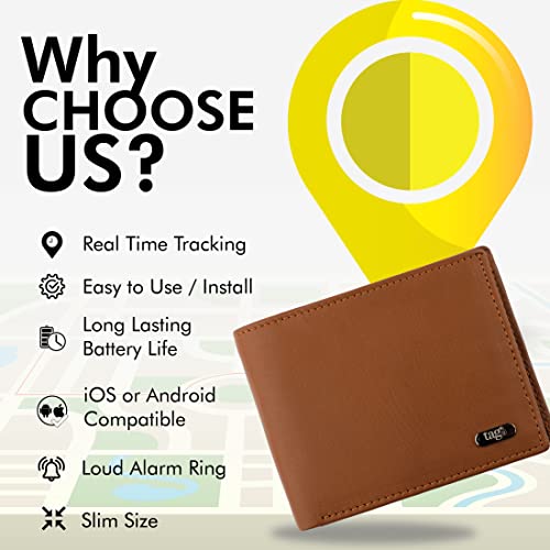 tag8 Dolphin Smart Leather Wallet for Men, GPS Bluetooth Tracker Enabled Purse for Men to Find & Locate It, Anti-Theft RFID Blocking Wallet with 8 Card Slot, Works with Android & iOS, Timeless Tan - Image 3