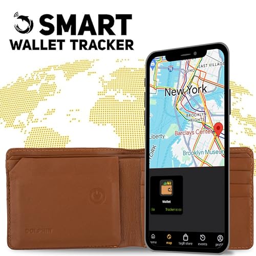 tag8 Dolphin Smart Leather Wallet for Men, GPS Bluetooth Tracker Enabled Purse for Men to Find & Locate It, Anti-Theft RFID Blocking Wallet with 8 Card Slot, Works with Android & iOS, Timeless Tan - Image 2