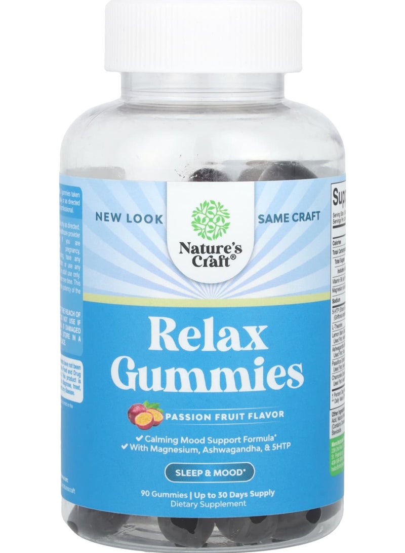 Nature's Craft حلوى جيلاتينية للاسترخاء، بنكهة فاكهة العاطفة، 90 حلوى جيلاتينية