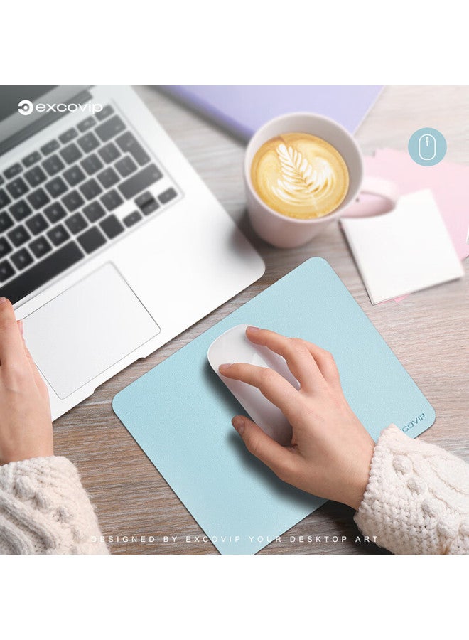 Exco Mouse Pad Small Size Leather Office Gaming Waterproof Leather Notebook Desktop Computer Portable Anti-slip Washable Mat Light Blue 0428 - Image 2