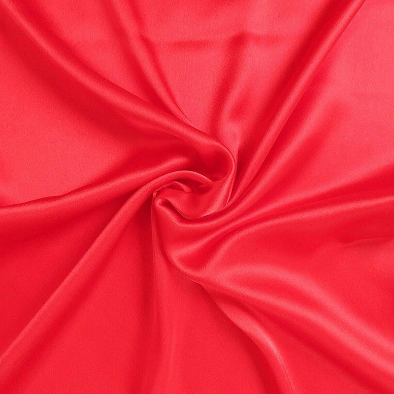 M Fabrics أقمشة M قماش ساتان حريري ناعم غير مخيط يستخدم لفستان وأغطية الوسائد وقماش مجعد مادة عادية حرير ولمعان عرض 44 2 متر أحمر - Image 4