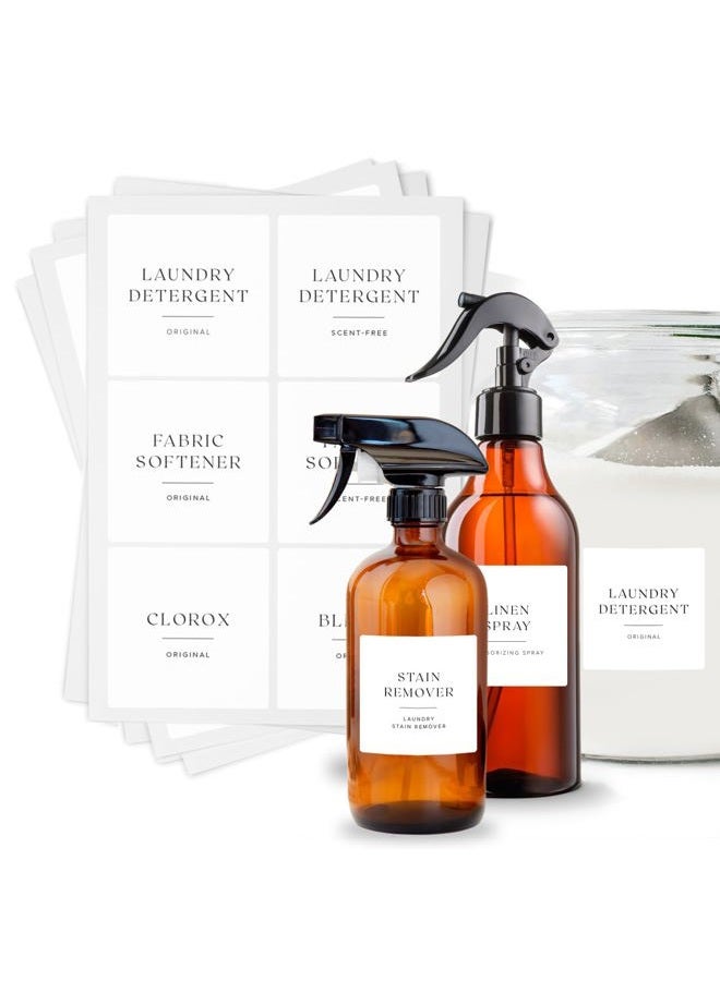 ThreeKin Collective Calla Collections Minimalist Laundry Room Labels - Waterproof Stickers for Spray Bottles and Detergent Dispensers, Cleaning Supplies Organizer - Image 1