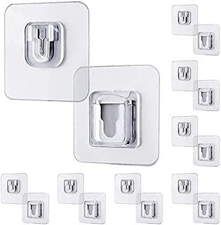 Self Adhesive Waterproof Magic Male Female Wall Sticker Hook Clothing Hanging Towel Hanger for Kitchen Bathroom Utensil Hook Holder Wall Hooks Transparent 5 Pair - Image 1
