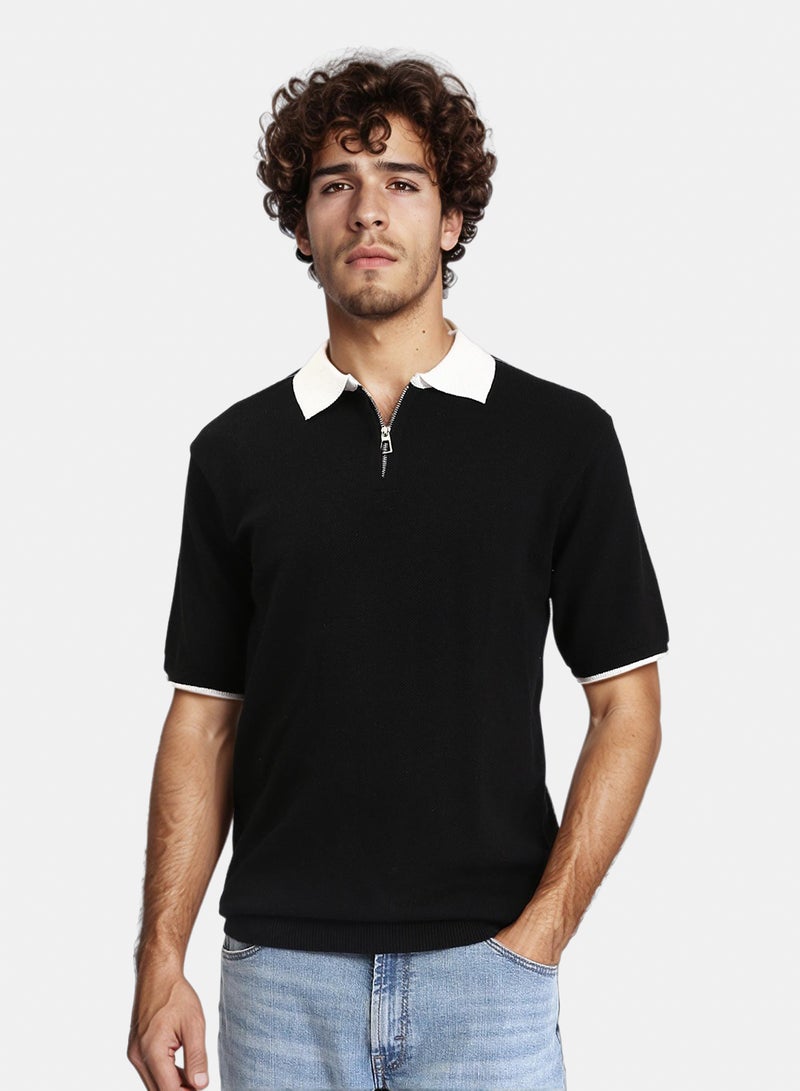 RAVIN Men Zipped Polo Shirt with Classic Collar - Image 1