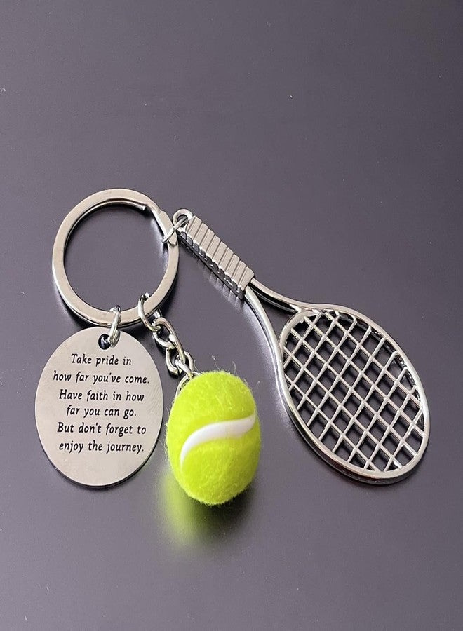 AMOBESTER Inspiration Tennis Keychain Gifts for Tennis Players Mini Tennis Racket with Ball Keychain for Tennis Lover - Image 4