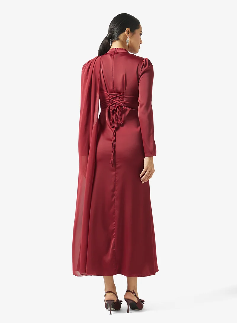 Khizana  Draped Dress With Trail for Women | Best Price UAE