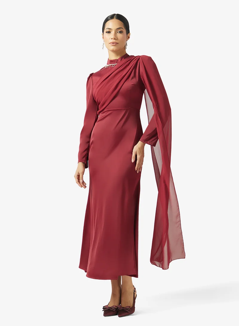 Draped Dress With Trail