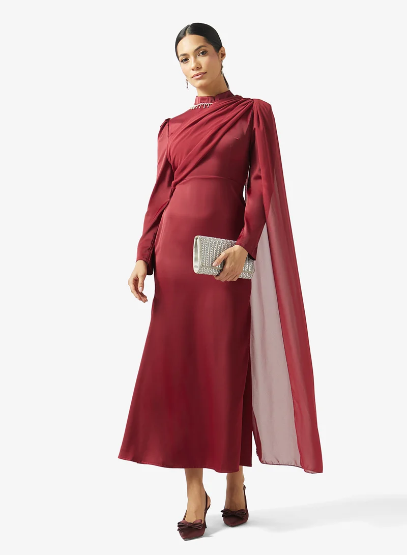 Khizana  Draped Dress With Trail for Women | Best Price UAE