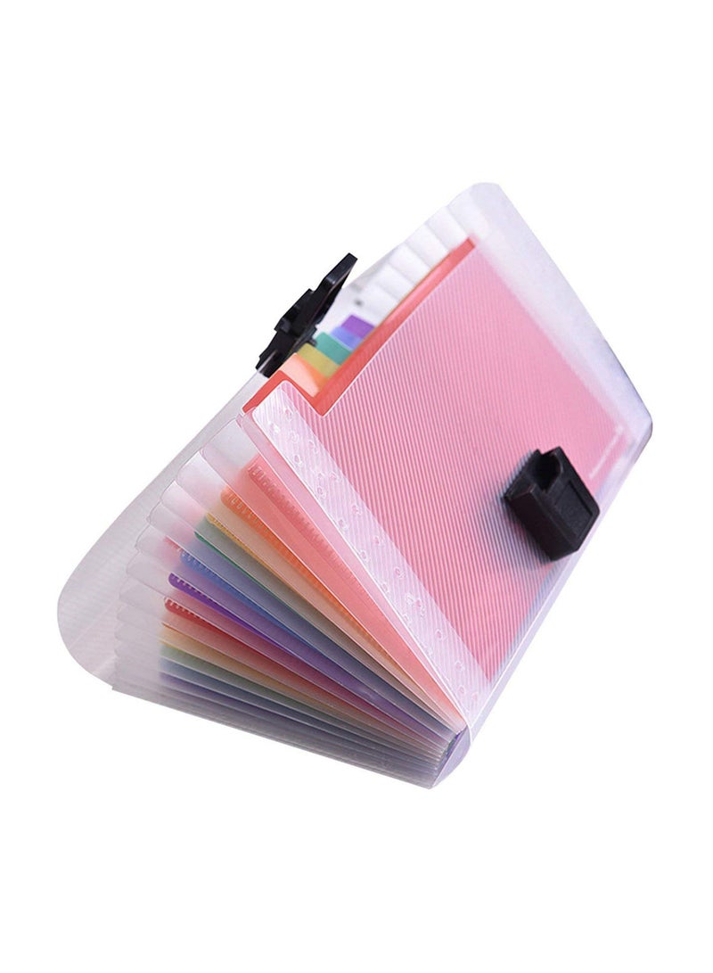 GGOOT A6 Mini 13 Pockets Portable Storage Clip With Buckle Expanding File Folder Rainbow Document Organiser Multicolor Wallet Case  - Image 1