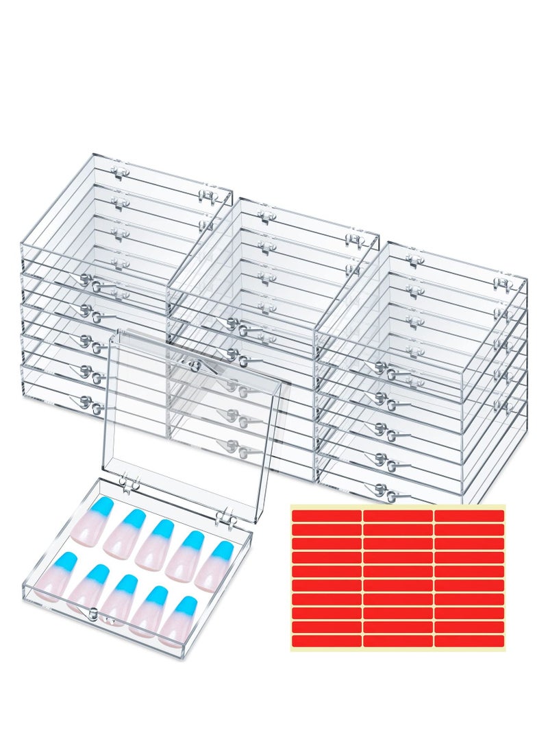 Excefore Press on Nail Storage Box, 15 Pcs Acrylic Transparent Nail Art Display Stand  Organizer with 30 Pcs Adhesive Double Sided Tape for Nail Salon Home - Image 1