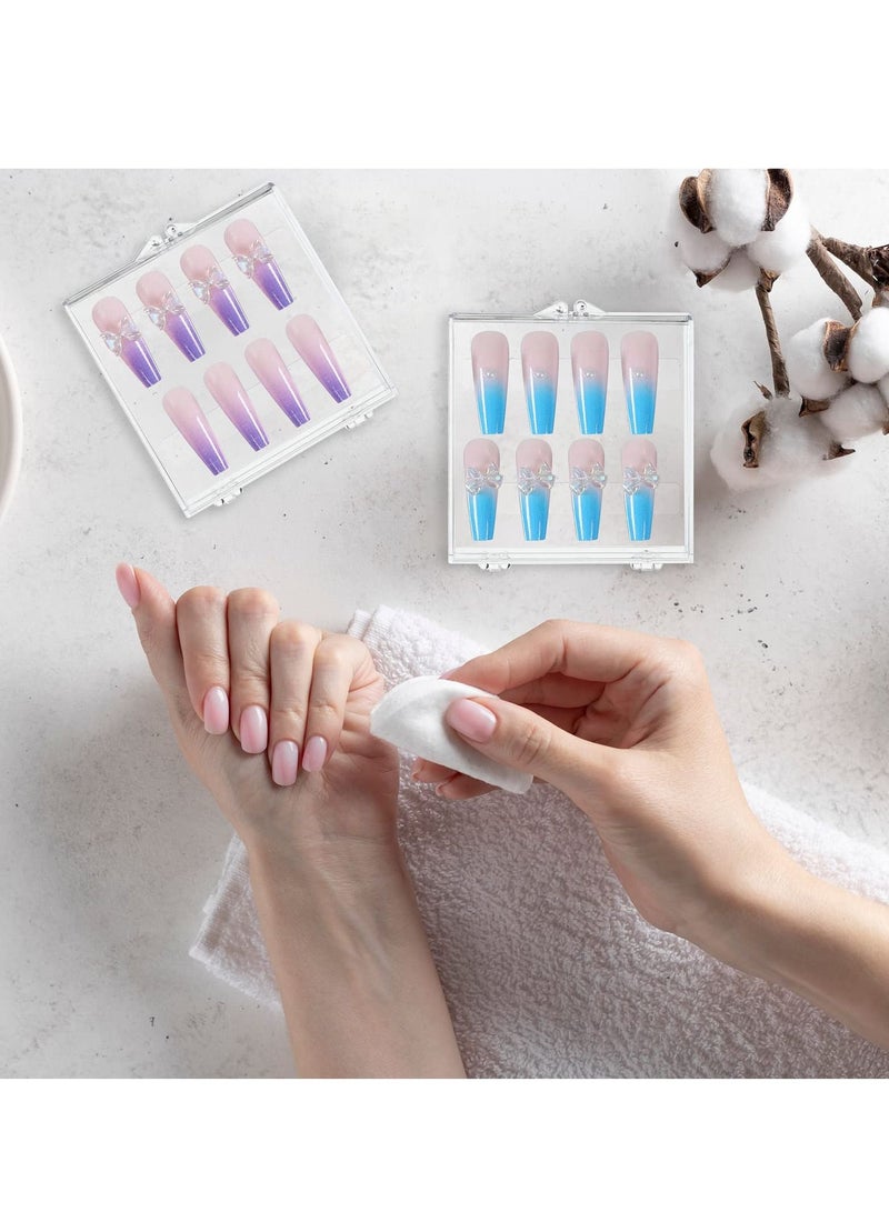 Excefore Press on Nail Storage Box, 15 Pcs Acrylic Transparent Nail Art Display Stand  Organizer with 30 Pcs Adhesive Double Sided Tape for Nail Salon Home - Image 5
