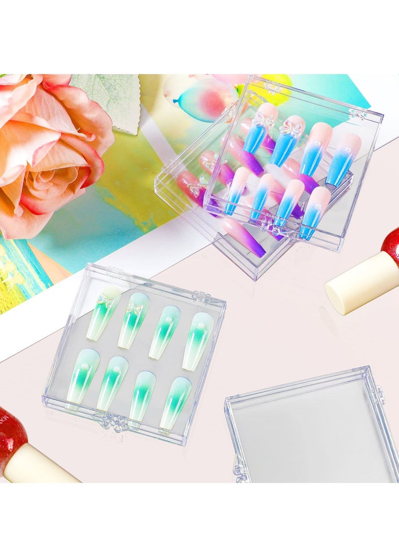 Excefore Press on Nail Storage Box, 15 Pcs Acrylic Transparent Nail Art Display Stand  Organizer with 30 Pcs Adhesive Double Sided Tape for Nail Salon Home - Image 4
