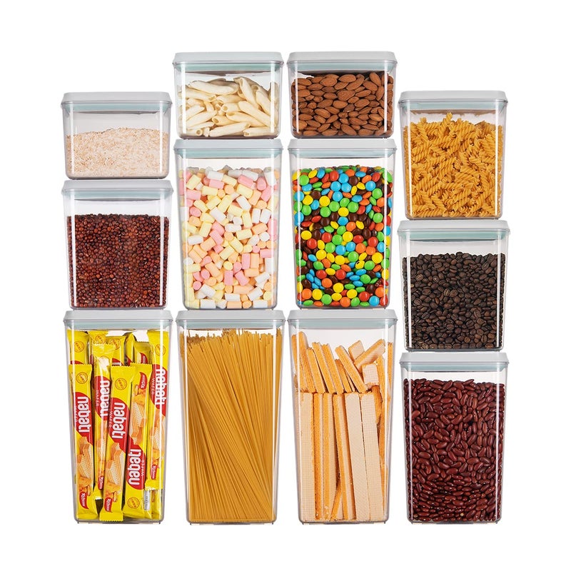 Ankou Pop Airtight Food Storage Containers with Lids for Kitchen Pantry Organizing Stackable Container for Cereal Snack Flour Sugar Coffee Spaghetti -12 Pcs(1.2, 2.0, 2.7, 3.3qt)*3 - Image 1