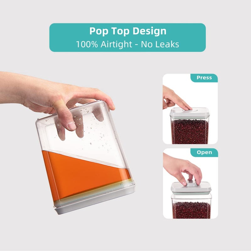 Ankou Pop Airtight Food Storage Containers with Lids for Kitchen Pantry Organizing Stackable Container for Cereal Snack Flour Sugar Coffee Spaghetti -12 Pcs(1.2, 2.0, 2.7, 3.3qt)*3 - Image 3