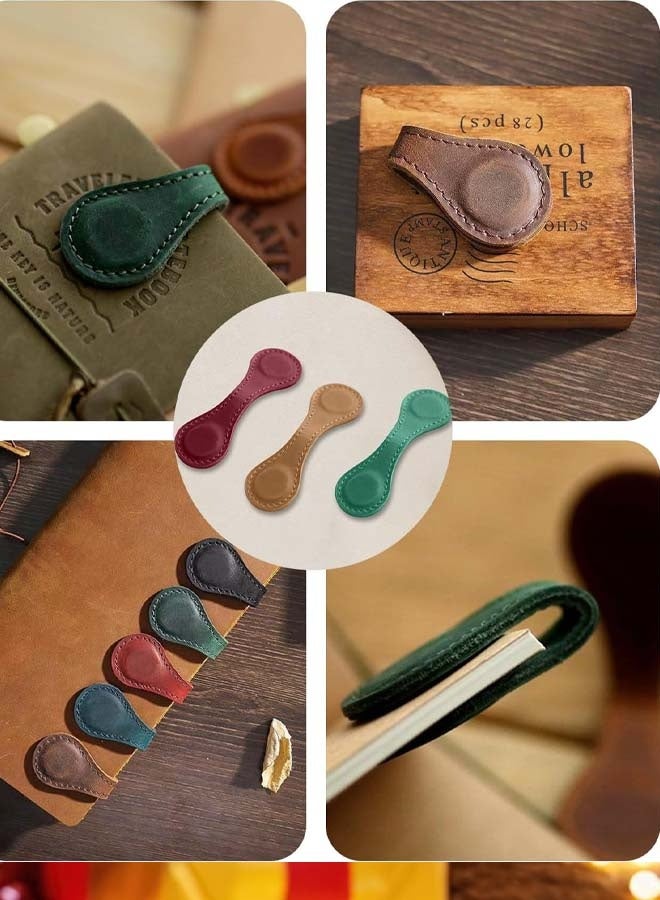3Pcs Magnetic Leather Bookmarks for Women & Men, Vintage Faux Leather Book Mark, Double-Sided Magnetic Bookmarks Book Accessories, Book Lover Gifts for Students Mothers Day Gift (Red+Brown+Green) - Image 5