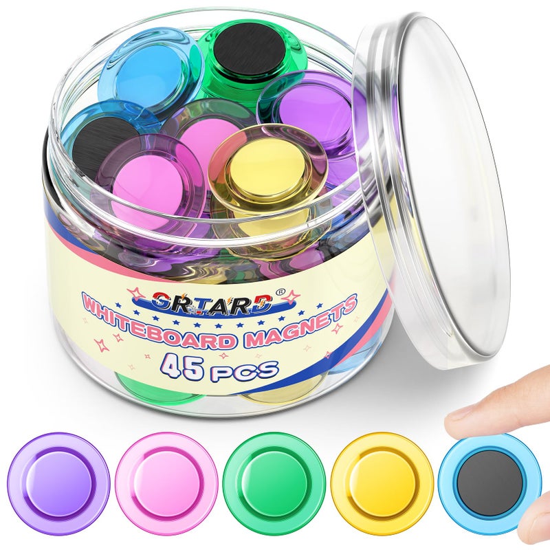 Grtard Grtard 45 Pcs Magnets for Whiteboard Round Refrigerator Magnets Fridge Magnets Whiteboard Magnets Dry Board Decorative Magnets Teacher Supplies for School Home Office Colorful 3cm118 inch