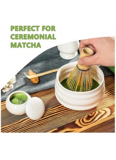 Arabest 4 Piece Matcha Tea Set Matcha Whisk Kit Matcha Ceramic Bowl Matcha Whisk, White Whisk Holder Traditional Scoop Perfect Set to a Traditional of Matcha Tool (White)  - Image 5