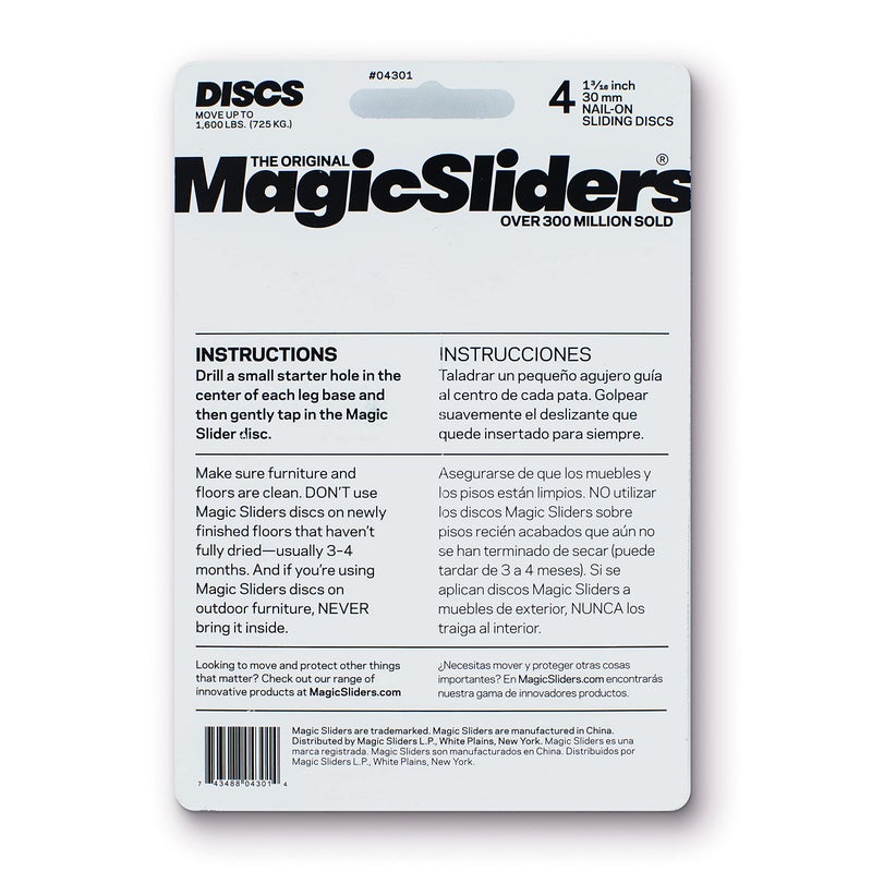 Magic Sliders Magic Sliders 04301 1-3/16-Inch Furniture Glide Round Nail On Sliding Disc 4 count  - Image 2