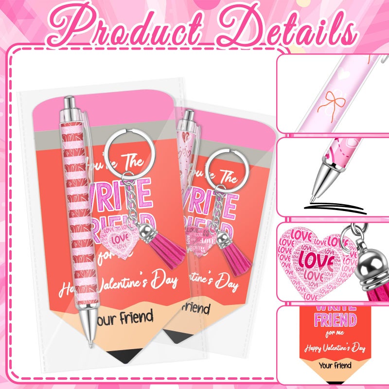 Demonwer 96 Pcs Valentine's Day Employee Appreciation Gifts Happy Valentines Ballpoint Pens Bookmarks Heart Keychains Bulk Inspirational Thank You Gifts for Team Staff Coworkers Employees Teachers Nurses - Image 3