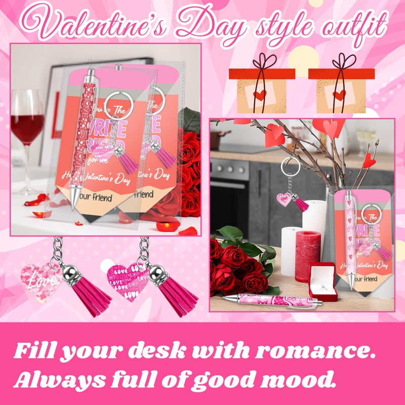 Demonwer 96 Pcs Valentine's Day Employee Appreciation Gifts Happy Valentines Ballpoint Pens Bookmarks Heart Keychains Bulk Inspirational Thank You Gifts for Team Staff Coworkers Employees Teachers Nurses - Image 4