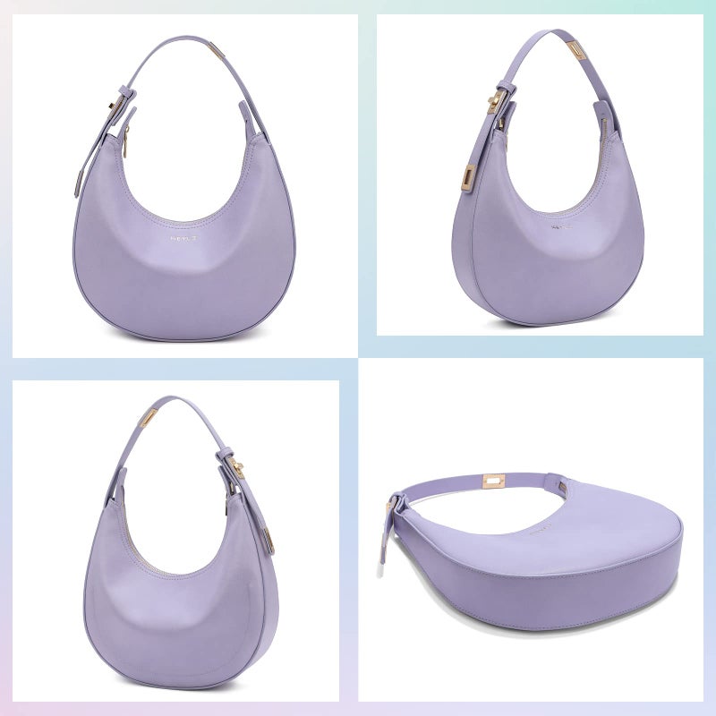 Keyli Women's Purple Waterproof Leather Small Clutch Handbag, Trendy Zipper Top, Adjustable Strap, 12 x 2.5 x 11 inches - Image 3