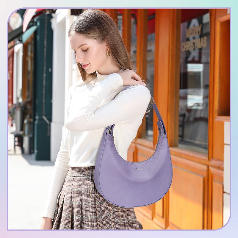 Keyli Women's Purple Waterproof Leather Small Clutch Handbag, Trendy Zipper Top, Adjustable Strap, 12 x 2.5 x 11 inches - Image 2