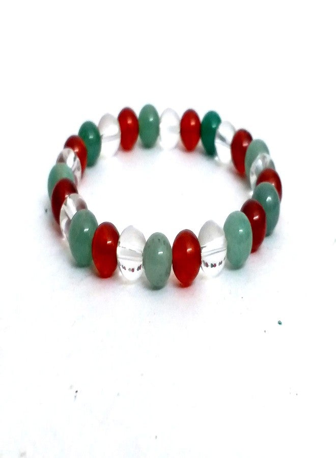 ASTROGHAR Clear Quartz green Aventurine & Carnelian Stretch 8 mm Bracelet - Image 3