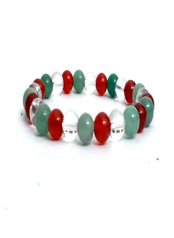 ASTROGHAR Clear Quartz green Aventurine & Carnelian Stretch 8 mm Bracelet - Image 2