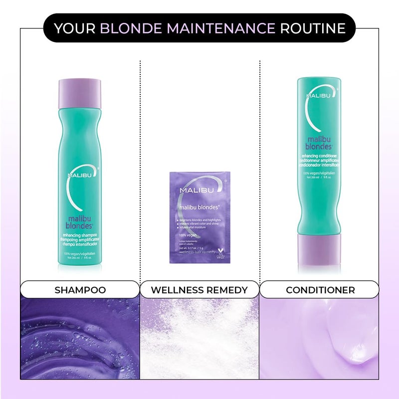 Malibu C Blondes Wellness Remedy - Removes Discoloration from Bleached, Highlighted or Natural Blonde Hair + Restores Vibrance and Shine with Vitamin C Complex (1 Packet) - Image 4