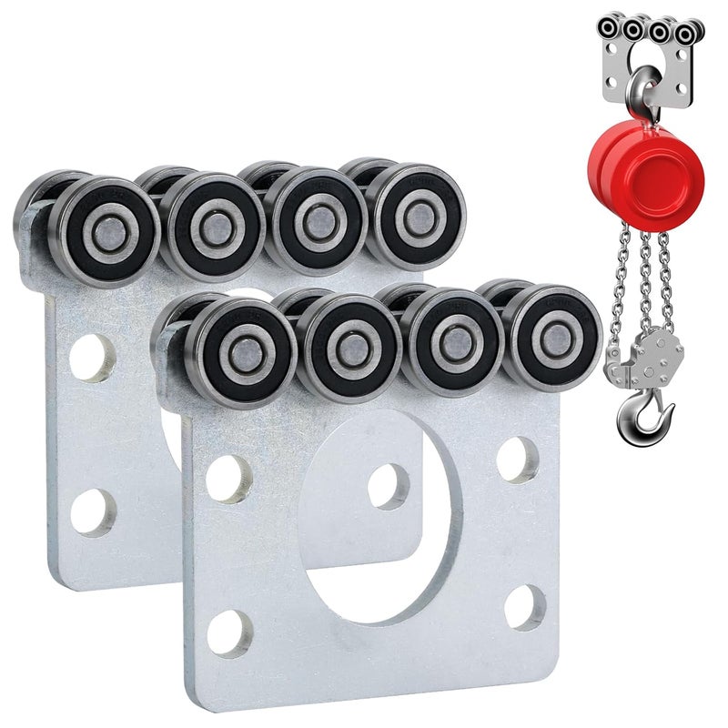 Fuperoo 8 Wheel Trolley Assembly Rollers.Eight Bearing Trolley Assembly.The top of the Trolley has Room for Set Screws, Allowing the use of a 1-5/8" high Strut Channel or Higher Metal Strut Channel. - Image 1