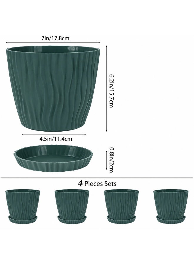 ALAMAREQ Plant Pots, Plant Pots with Drainage, Pots with Drainage Hole and Trays, Modern Decorative Pots for All House Plants,Succulents, Flowers, and Seeding Nursery (Pack of 4) - Image 2