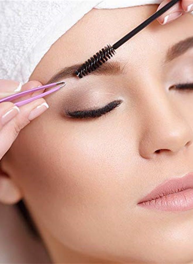 HiMo 4" Curved Craft Scissors Stainless Steel Unisex Eyebrow Kit Eyebrow Scissors, Slant Tweezers And Eyebrow Brush for Eyebrow Eyelash Extensions