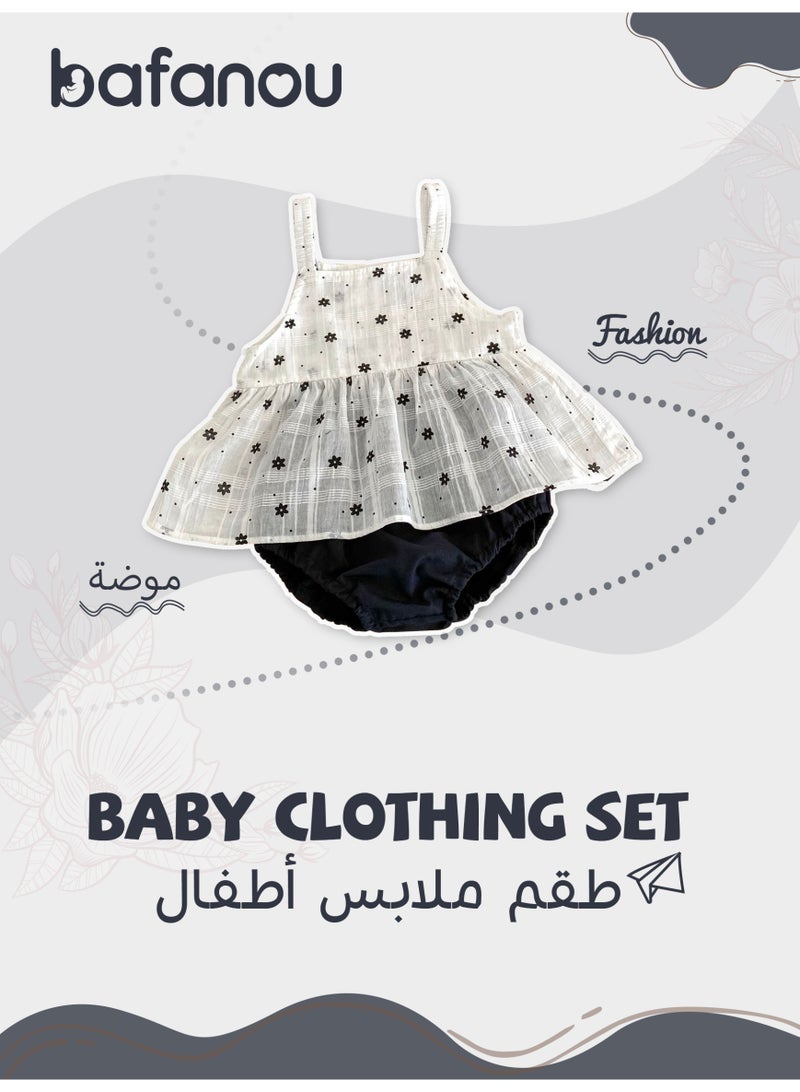 Bafanou Bafanou Bafanou Baby Summer Cotton Floral Cute Suspenders Tops Pants Baby Girl Clothing Sets  - Image 1