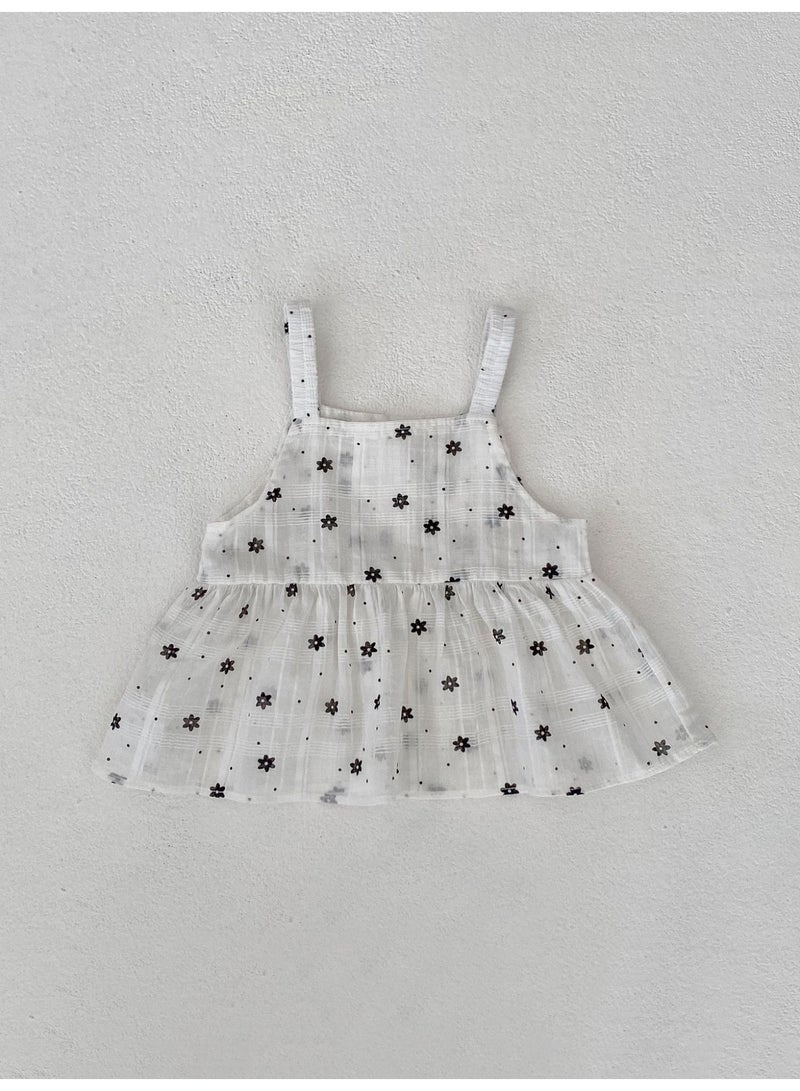 Bafanou Bafanou Bafanou Baby Summer Cotton Floral Cute Suspenders Tops Pants Baby Girl Clothing Sets  - Image 4