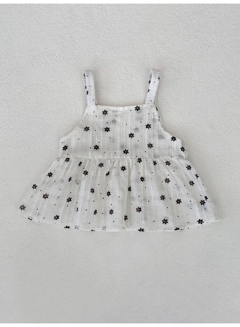 Bafanou Bafanou Bafanou Baby Summer Cotton Floral Cute Suspenders Tops Pants Baby Girl Clothing Sets  - Image 5